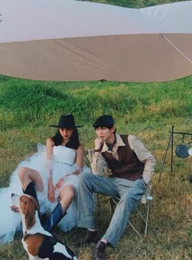 新款婚纱旅拍影楼外景摄影道具森系欧式户外野餐三角露营支架帐篷