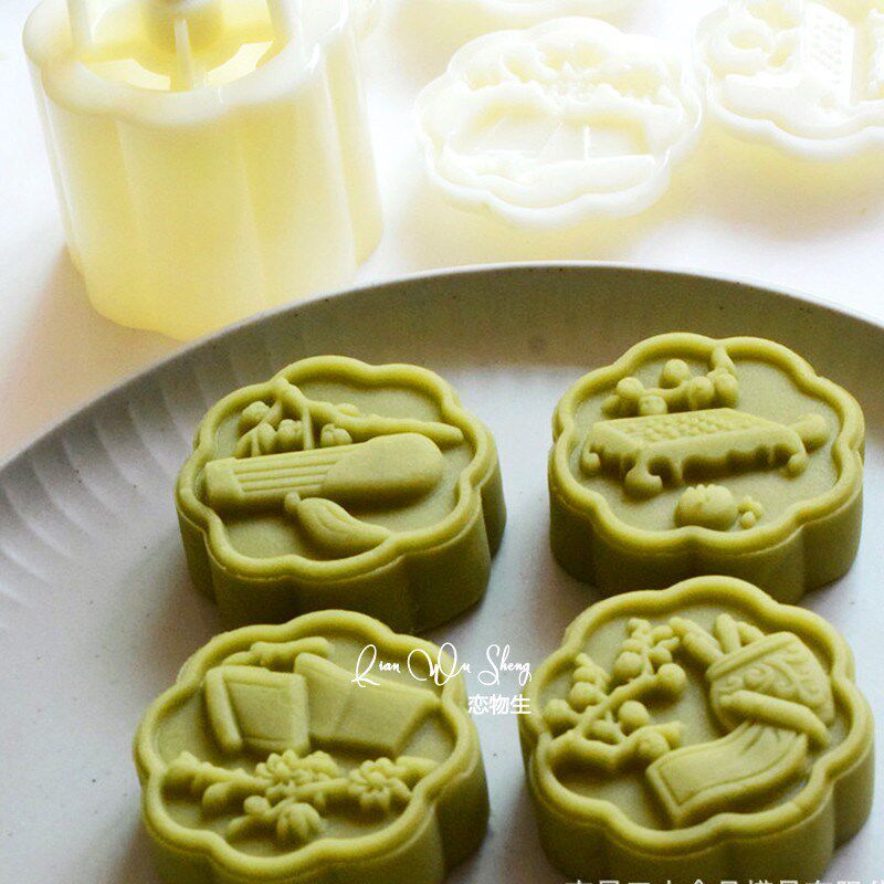 毕业季 琴棋书画国风 月饼模具50-60g 绿豆糕糕点馒头米粿 手工模