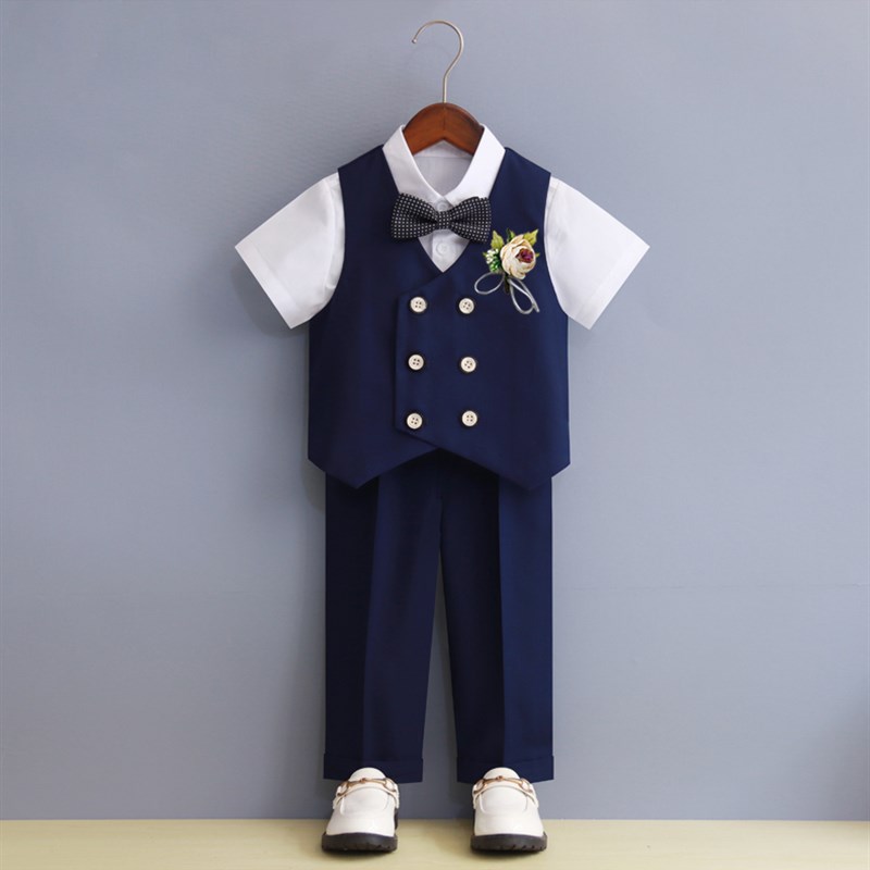 儿童西服套装男童夏季周岁男孩英伦走秀演出服花童婚礼主持人礼服