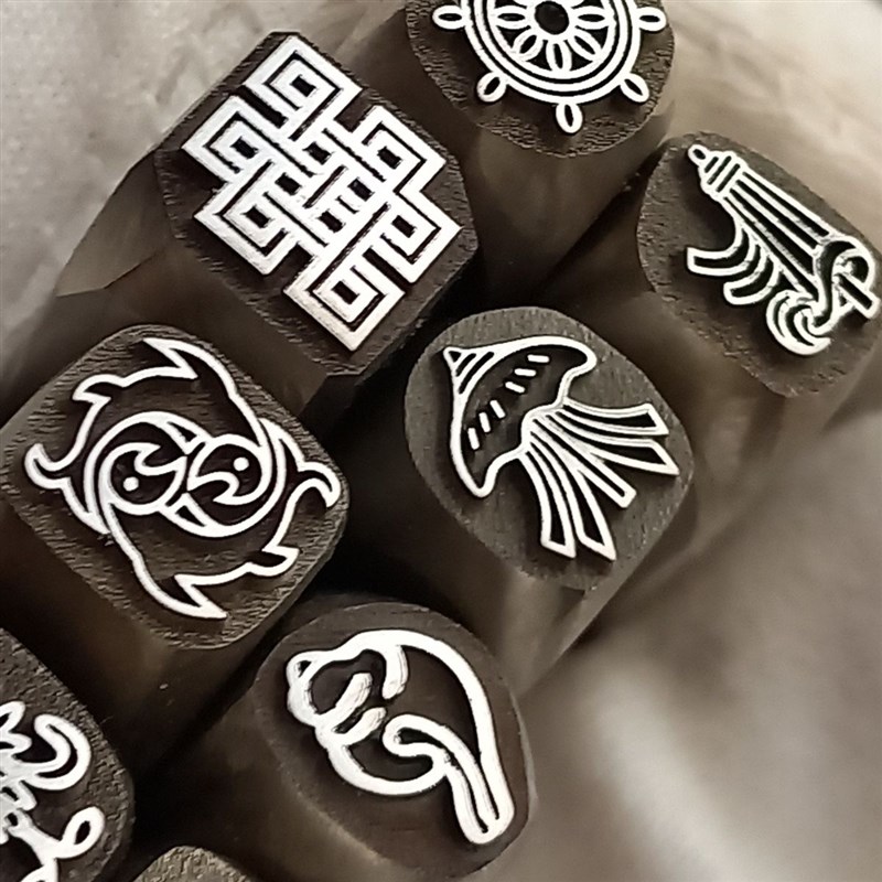 定制藏式吉祥八宝8宝錾刻钢印模具吉言手镯金银首饰打金雕刻刀