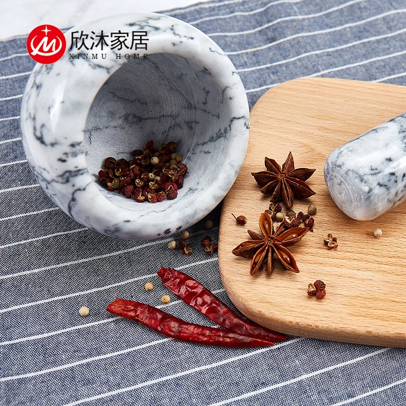 创意小号蒜臼子大理石捣蒜器手动压蒜器花椒胡椒研磨器厨房摆件