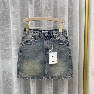 2024夏季新款时尚百搭牛仔短裙简约显瘦A字裙裤短款高腰半身裙女