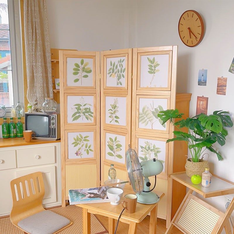实木北欧相框屏风简约隔断折屏客厅店铺玄关摄影棚直播背景道具