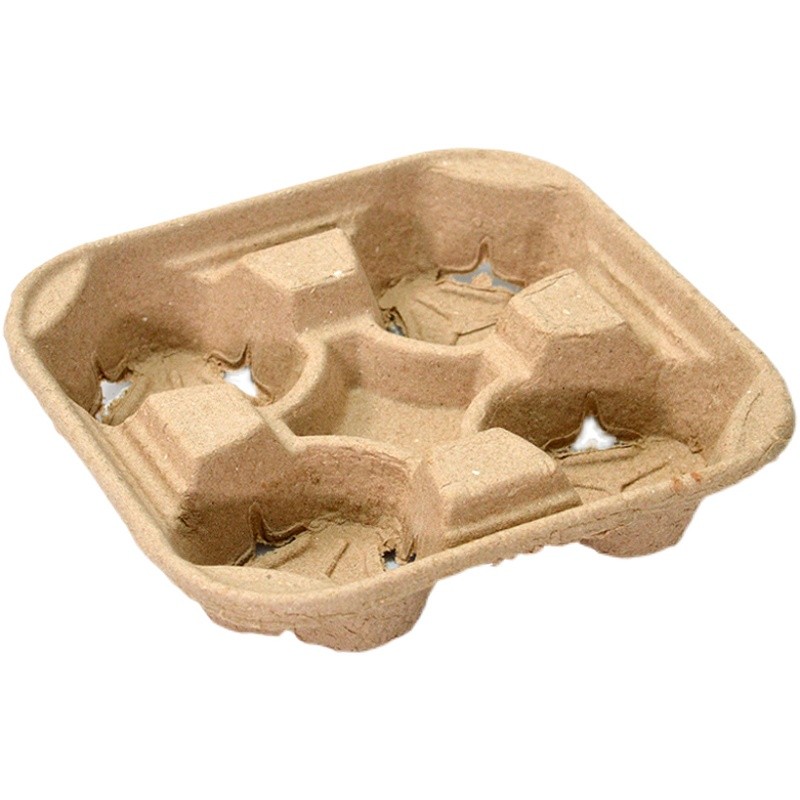 纸浆2杯外卖杯托一次性纸杯四杯托咖啡奶茶底托外带打包外卖托盘