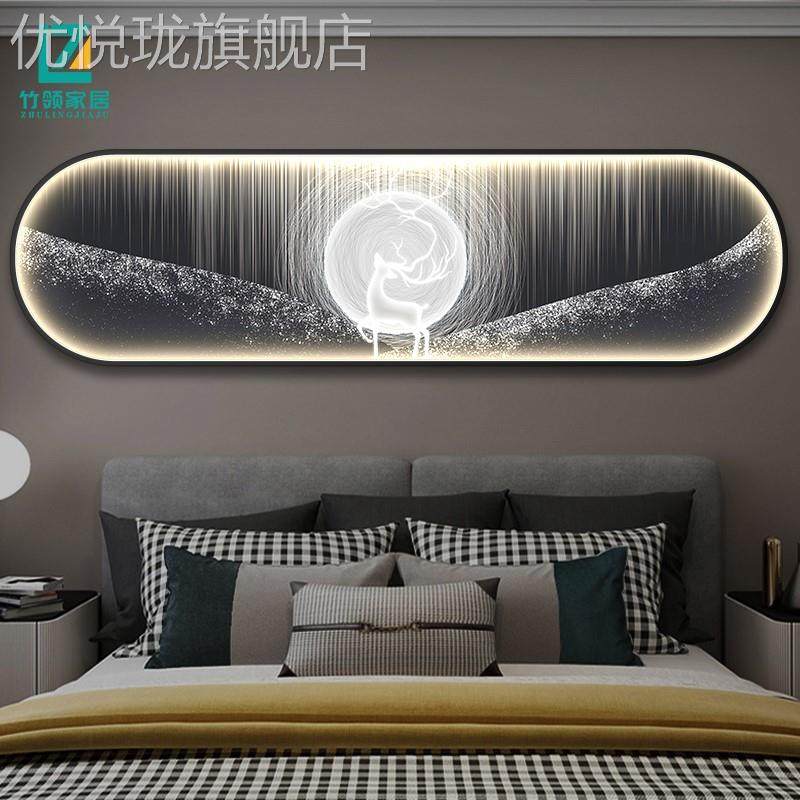 定做ed带灯床挂画现l代头简约卧室房间氛围装饰画客厅沙发背景墙