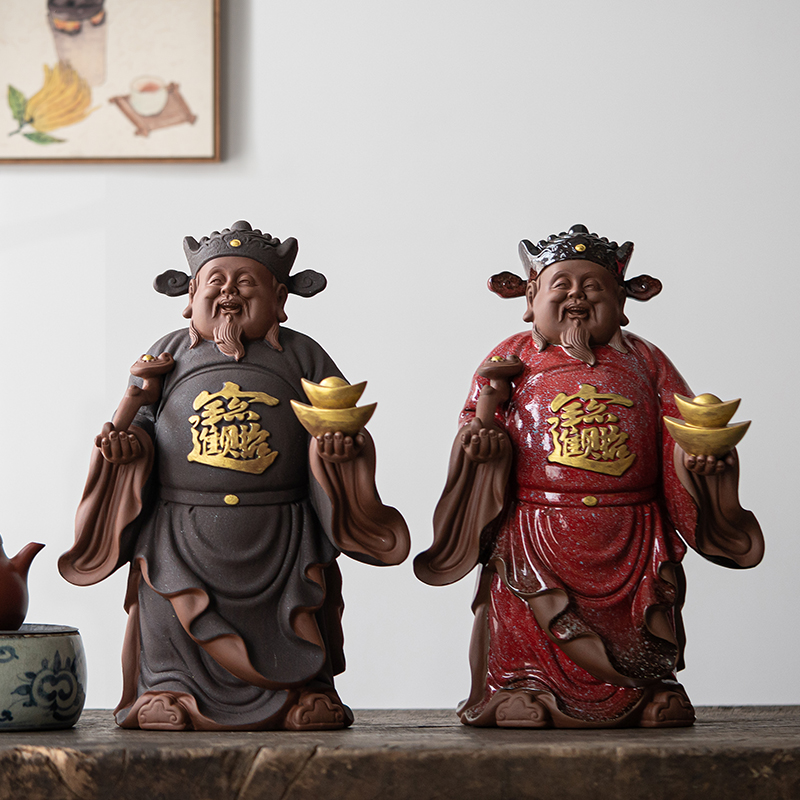 久造陶瓷财神爷招财摆件新居乔迁店铺开业礼品办公室桌面软装饰品