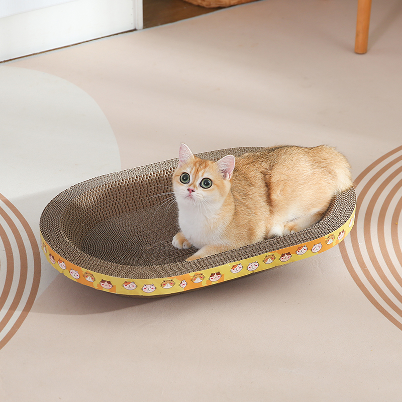 椭圆猫抓板耐磨不掉屑猫爪板耐抓猫窝一体猫盆防猫抓沙发保护猫咪