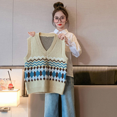 女童针织马甲两件套2023春秋新款 毛衣上衣 儿童毛线背心女大童秋装