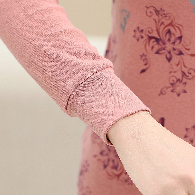 倍暖祥秋衣秋裤大码纽扣开衫保暖内衣中老年妈妈套装纯棉棉毛衫