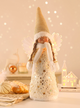 耶诞节装饰摆饰天使吊脚娃娃带灯发光鲁道夫公仔儿童女生耶诞礼物