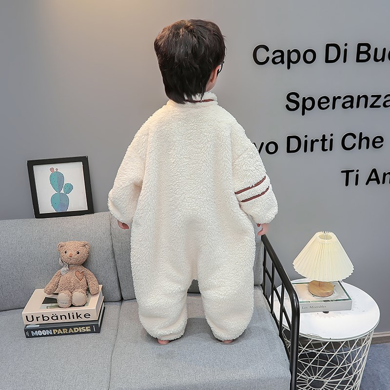 男童连体儿童睡衣防踢被加厚珊瑚绒女童秋冬法兰绒中小童卡通睡袋