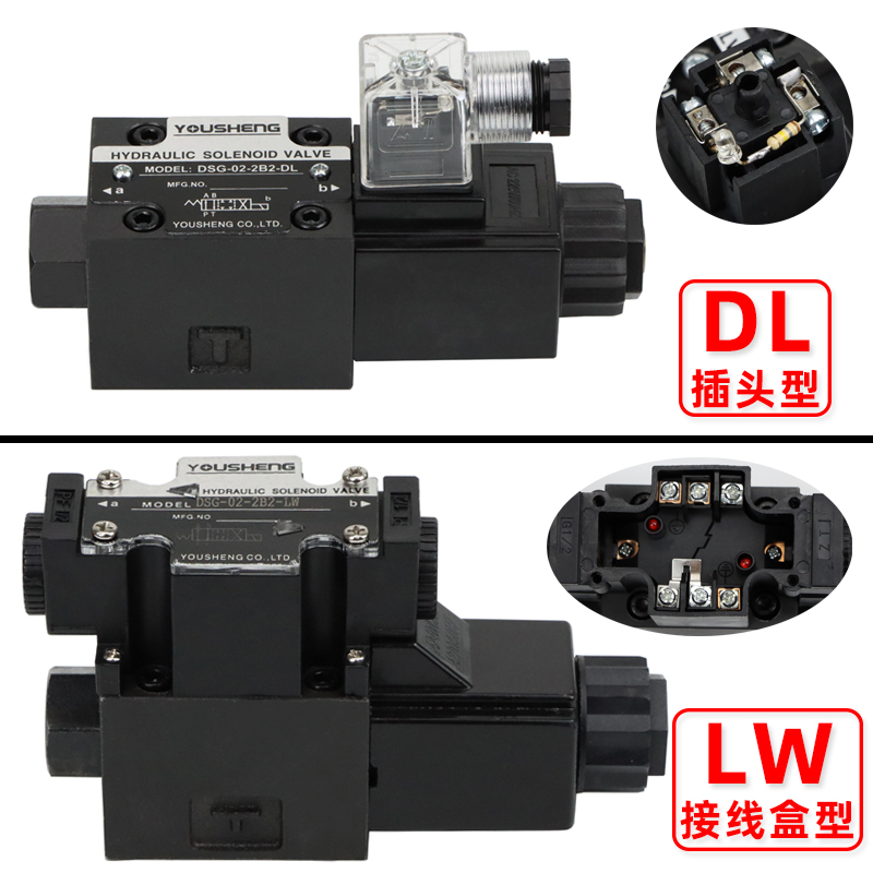 液压电磁阀DSG-02-2B2/2B8/2B3B单头24V/A220V二位四通液压换向阀