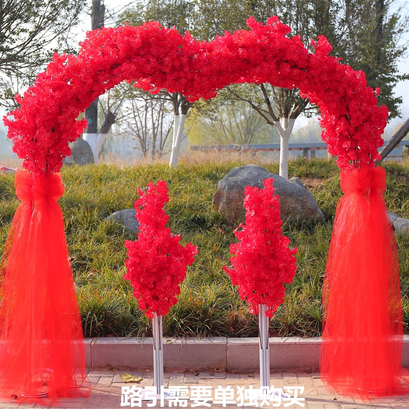 新款婚庆樱花花门花架幸福门拱门架子开业活动店庆典结婚花门绢花