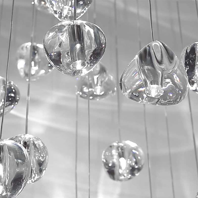 意大利MIZU水晶吊灯楼梯间挑空客厅复式楼餐厅床头玻璃小吊设计款