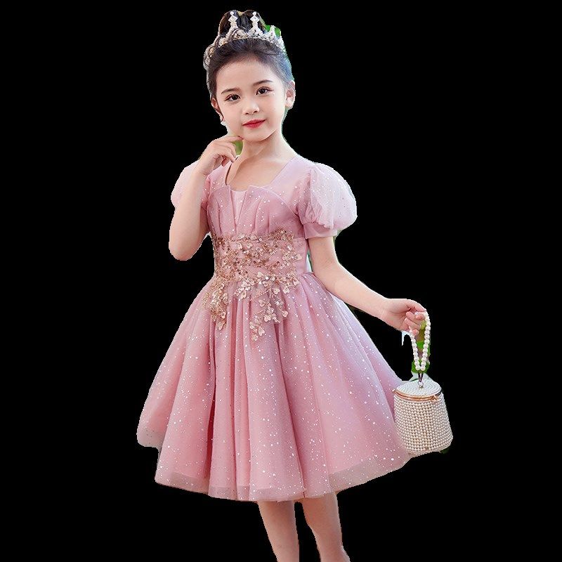 女童礼服轻奢小众高端钢琴演奏公主裙短款主持人花童婚礼小女孩夏