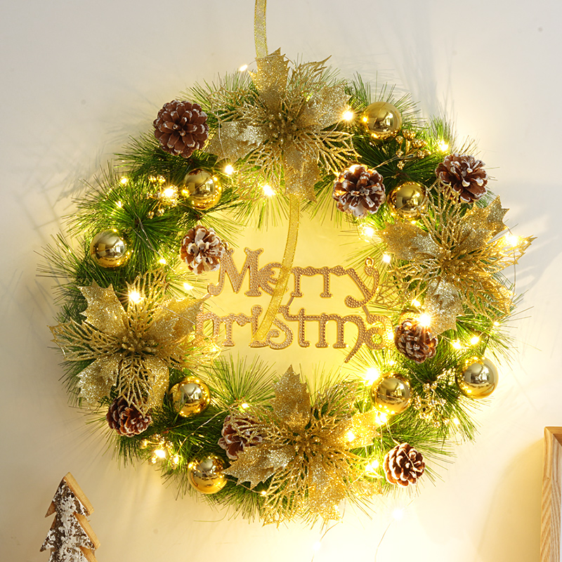 圣诞节装饰品花环门挂树挂件饰品花圈藤圈挂饰场景布置门饰吊饰圈