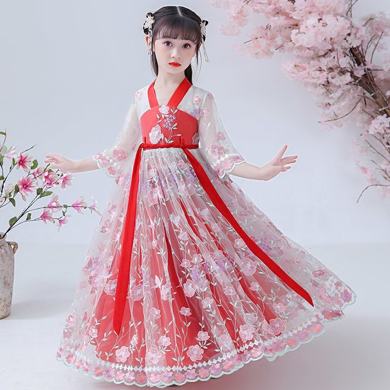 女童汉服连衣裙夏装2023新款古装薄款纱裙儿童裙子夏季女孩公主裙