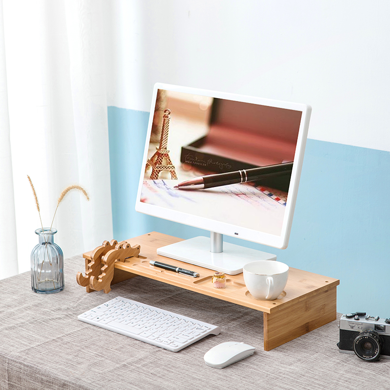 电脑显示器增高架办公室台式桌面收纳支架实木护颈屏幕垫高置物架