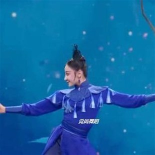 古典舞满庭芳华国色香群青女子艺考独舞蓝感舞台演出舞蹈服装定制