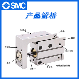 小型直线导轨气动滑台气缸MXU6-5 10 15 20 25 30 40 50 60