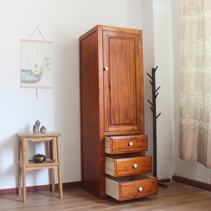简易原实木衣柜单门60cm宽小户型窄儿童单人独柜子收纳储物橱卧室