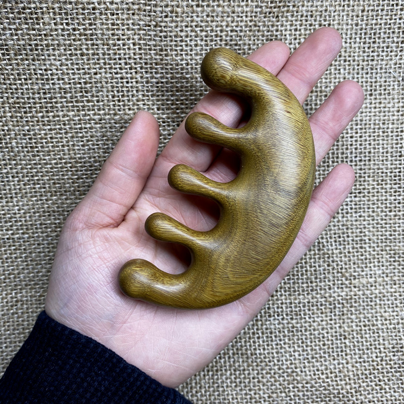 新品(衔荷)正宗阿根廷绿檀玉檀香经络梳按摩木梳子头颈手腿通乳
