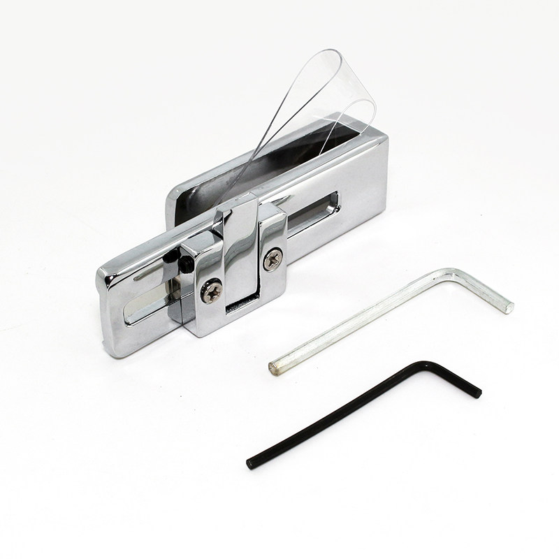 玻璃门锁中间固定玻璃插销锁免开孔浴室移门锁扣淋浴房推拉门卡锁