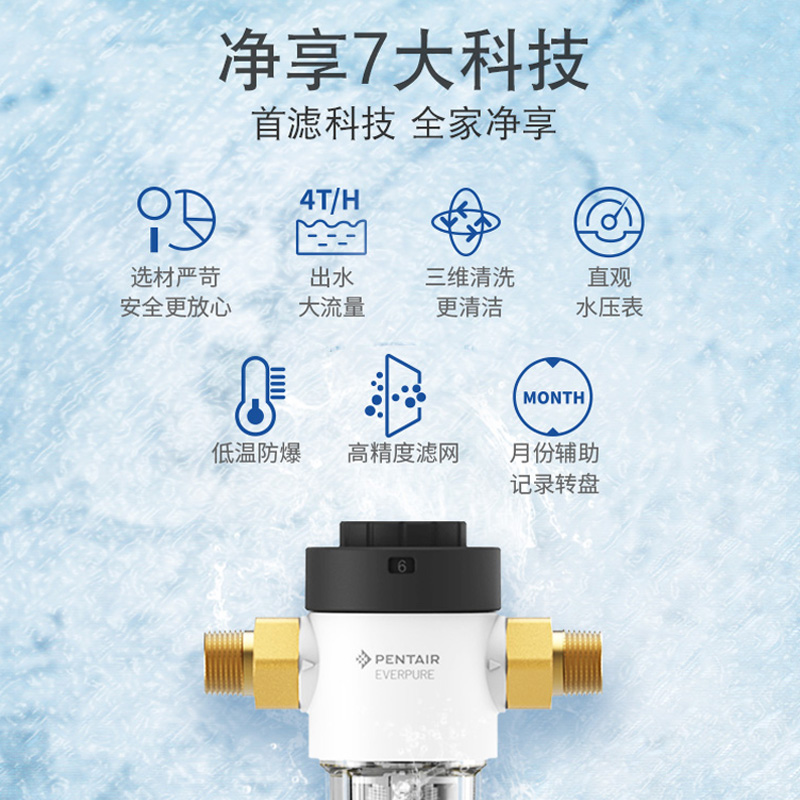 爱惠浦EVP-P40B反冲洗虹吸式前置过滤器自来水家用全屋中央净水机