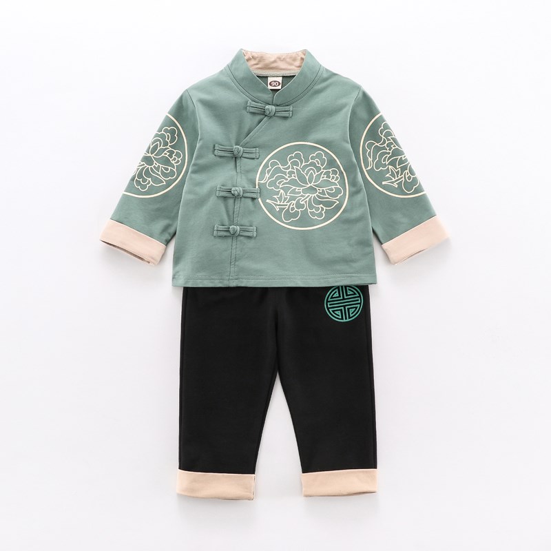 儿童汉服春秋款套装宝宝一周岁生日抓周服小孩百日宴礼服男童唐装