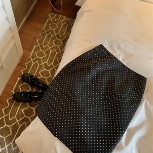 波点A字裙红色中裙半身裙女小个子新款胖mm大码黑色时尚复古短裙