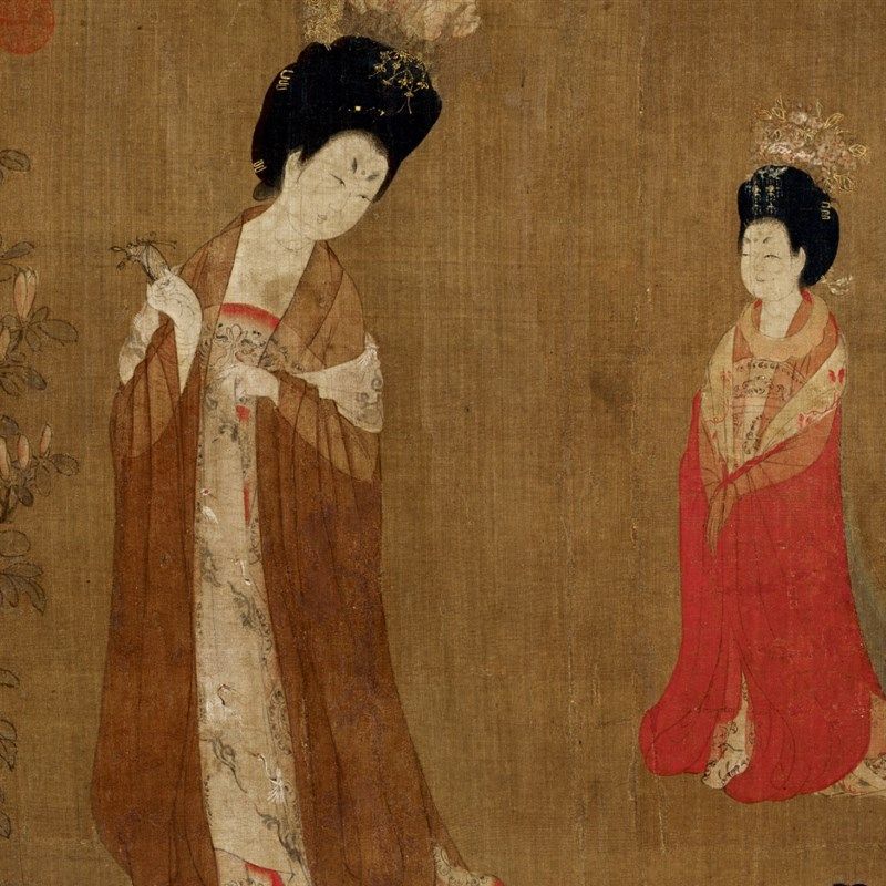 唐 周昉 簪花仕女图国画名家字画心绢宣纸芯装饰高清微喷打印复制