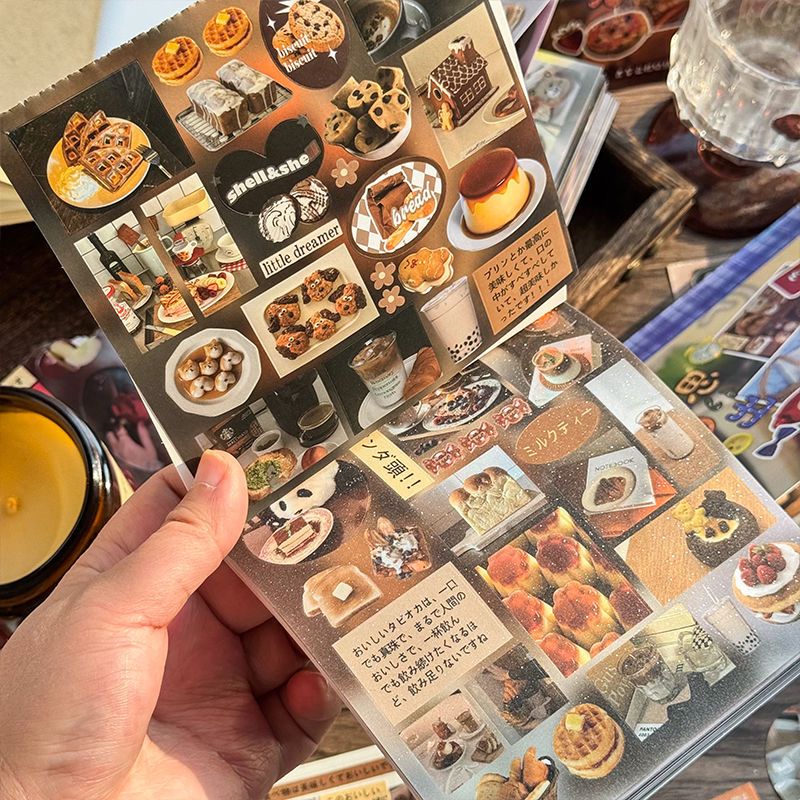古早之忆系列切膜贴纸本 美食甜品可爱日系古早风咕卡手帐素材diy装饰素材贴纸书