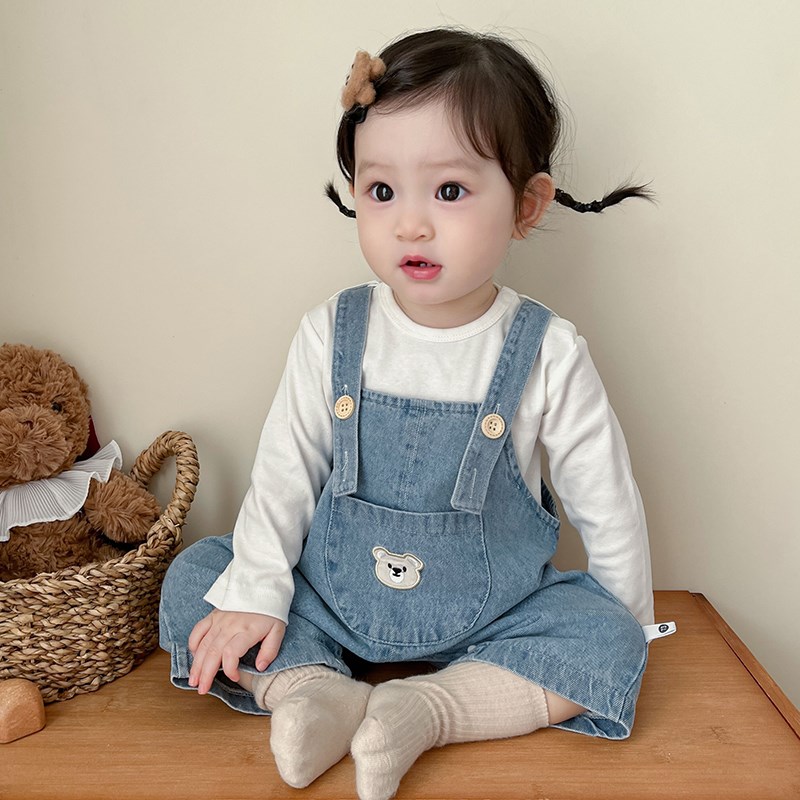 婴儿套装牛仔两件套春秋款男女宝宝连体衣背带裤婴幼儿衣服秋装