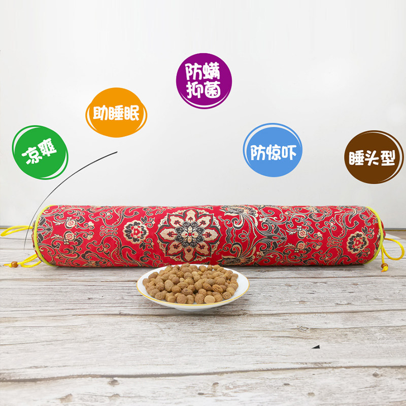 野生酸枣核颈椎枕头圆柱糖果枕辅助颈椎硬枕按摩放松颈部