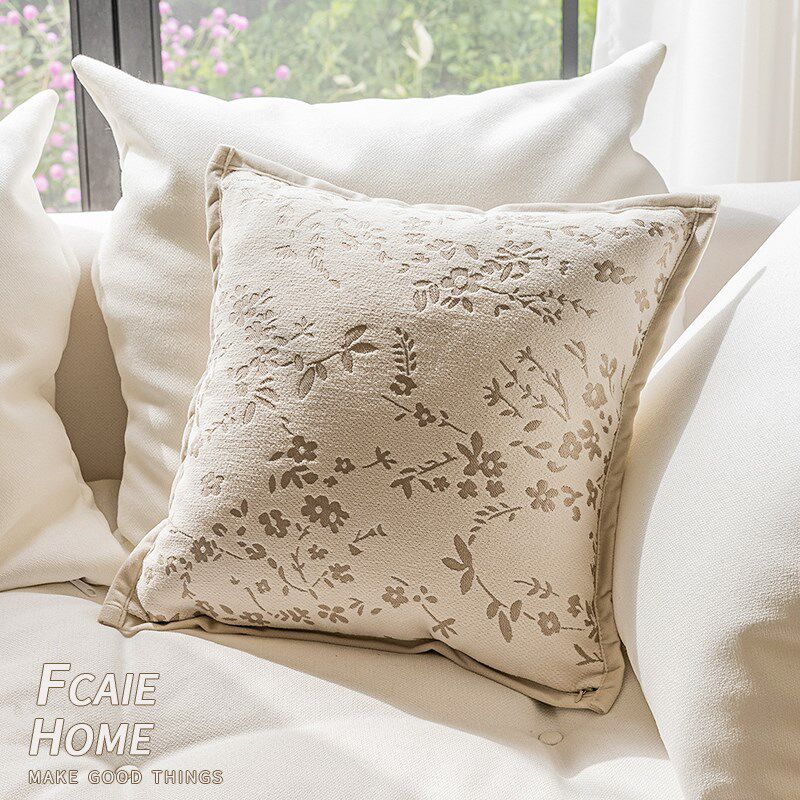 奶油风抱枕套咖色系毛绒沙发靠垫客厅轻奢高级感装饰坐垫床上腰靠