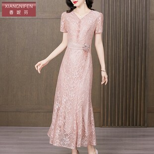 香妮芬连衣裙气质名媛高端女神范高级感2024新款夏季高腰显瘦裙子