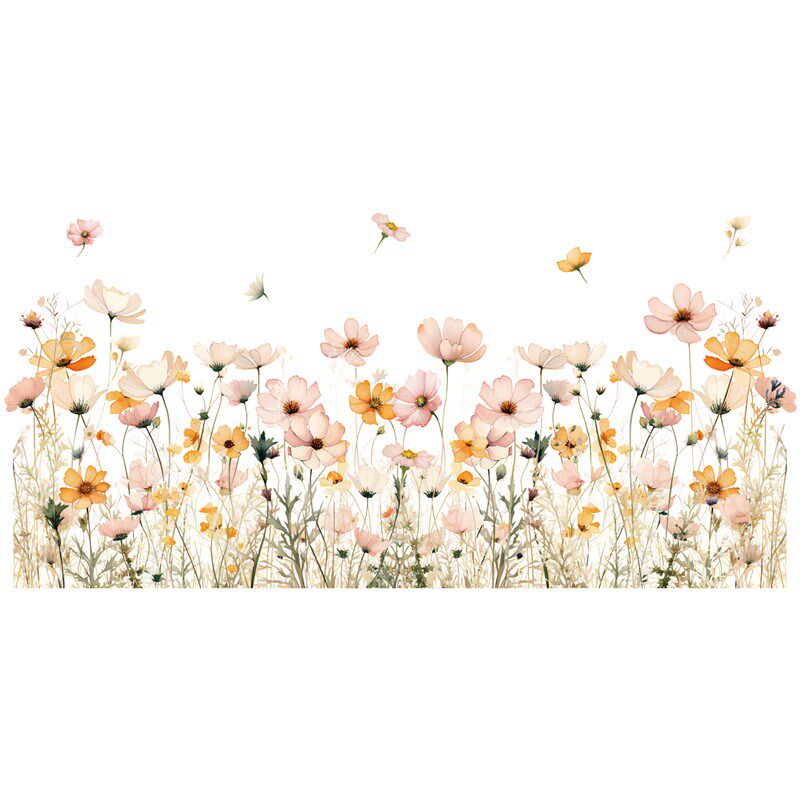 小清新简约植物花朵踢脚线墙贴纸自粘防水寝室卧室书桌墙角装饰画