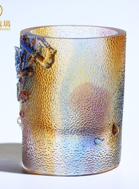 琉璃梅花笔筒摆件复古中式送人礼物高档女领导办公桌摆件创意女生