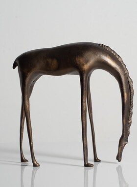 东来家居创意金属饮水马摆件样板房玄关隔断陈设饰品酒柜书柜摆设