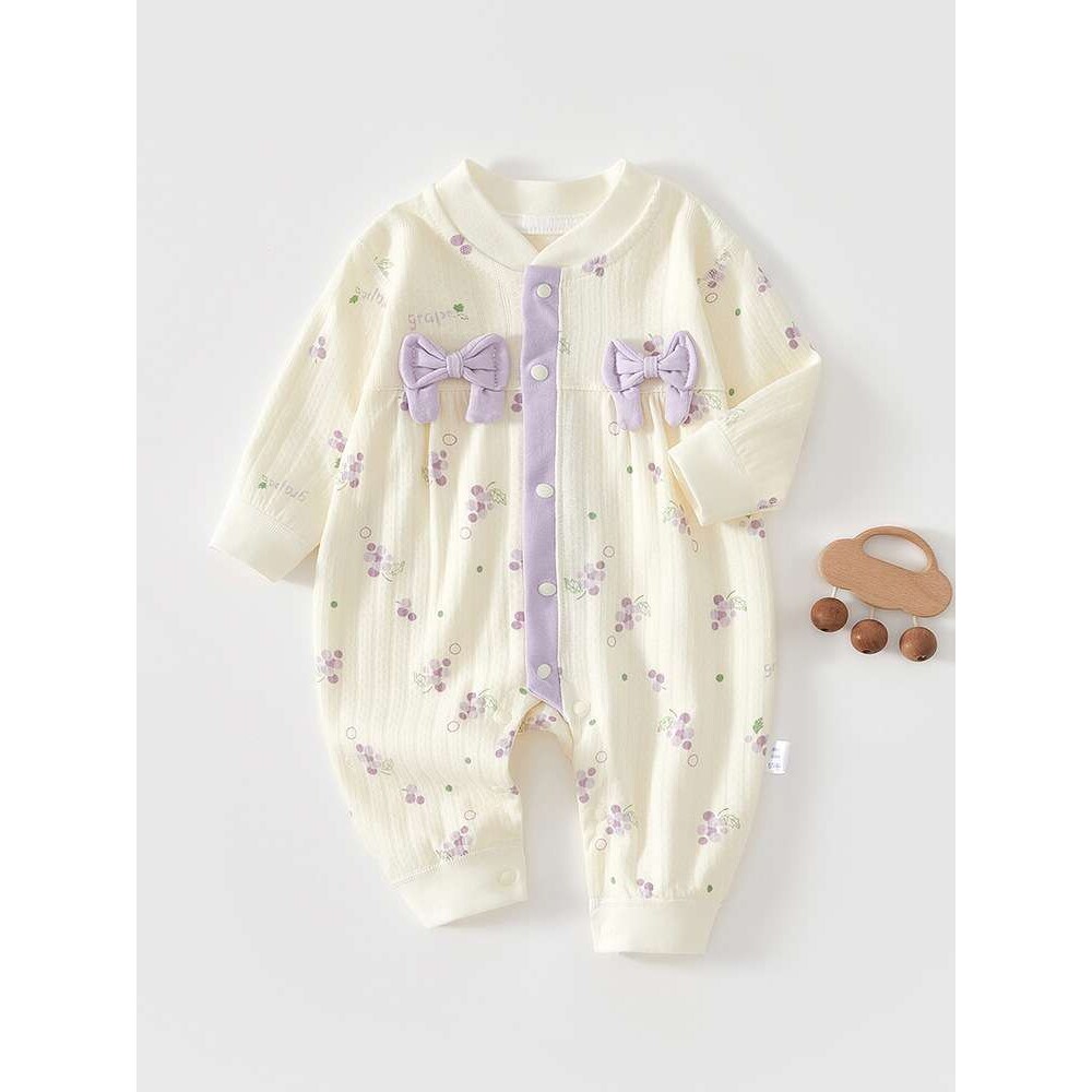婴儿秋装衣服春秋女宝宝连体衣公主超萌满月百天外出哈衣爬服秋季