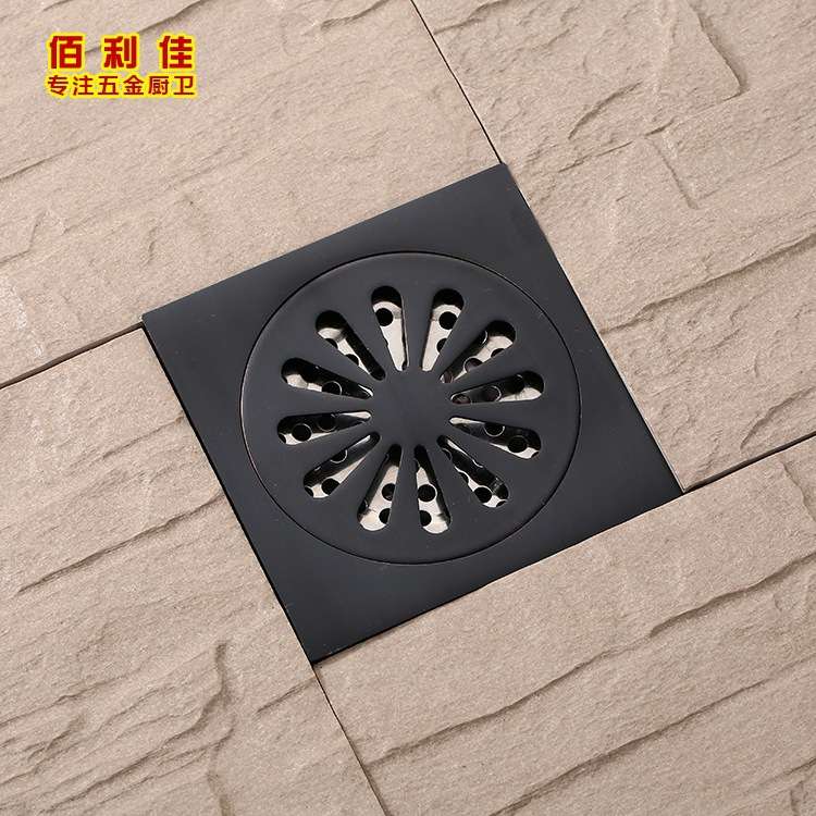 全铜黑古欧式太阳花防臭地漏 卫生间浴室阳台厨房防虫防臭地漏