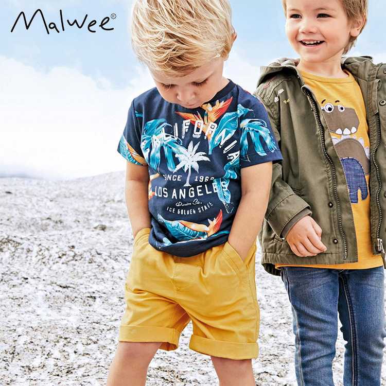 malwee新款儿童套装男童短袖短裤两件套夏季欧美童装小孩衣服