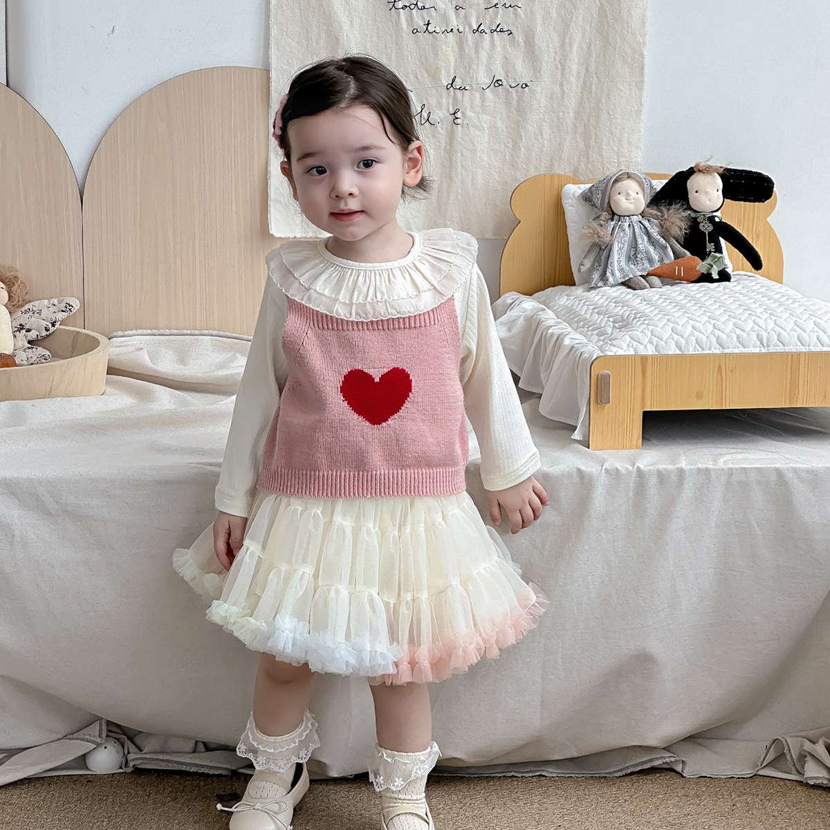 超萌女童婴儿衣服套装甜美tutu裙宝宝秋装洋气公主一周岁礼服秋季