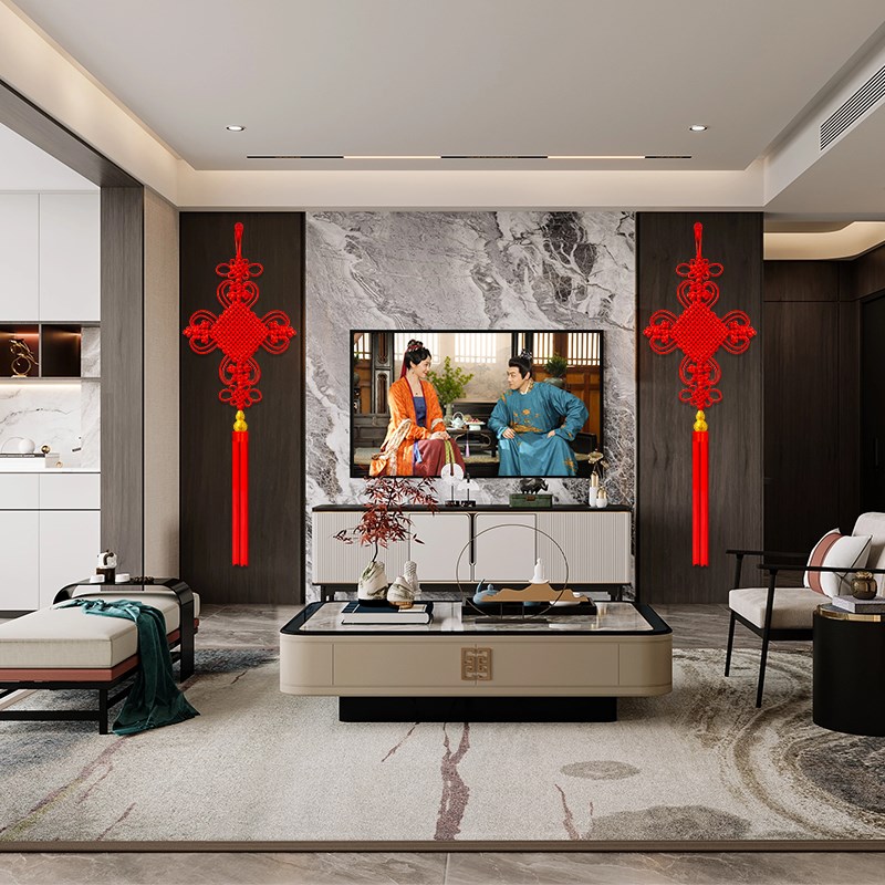 新款中国结挂件客厅高档平安结电视背景墙挂饰乔迁玄关装饰礼品