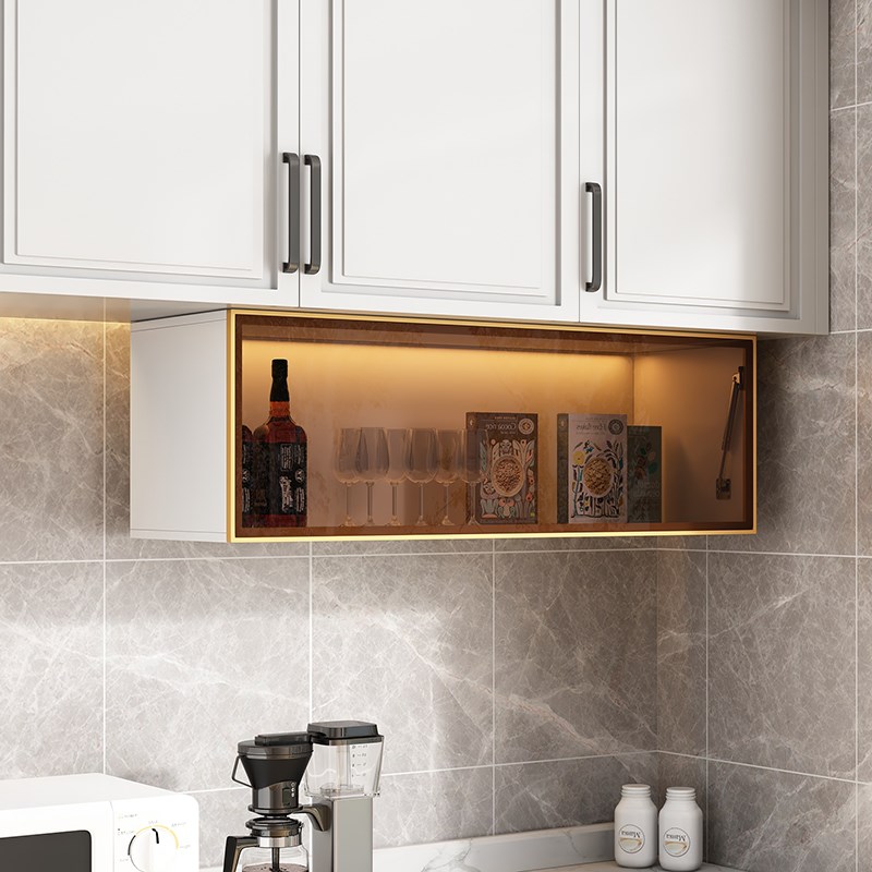 厨房玻璃吊柜轻奢上开置物架墙上碗柜家用储物柜壁挂式调料收纳柜