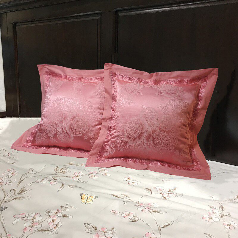 婚庆轻奢床头靠枕套50x50靠垫套沙发靠垫芯全棉欧美式提花抱枕套
