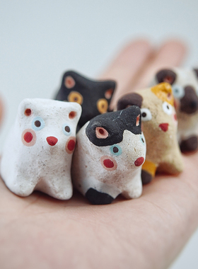 野兽花园创意陶瓷迷你动物摆件玩具陶瓷猫狗手工扩香石礼物定制