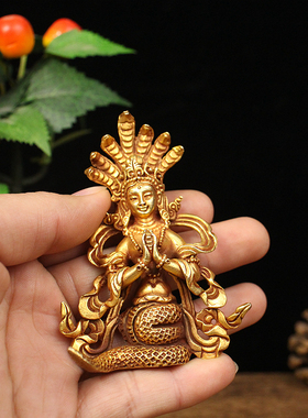 尼泊尔手工纯铜龙树菩萨佛像摆件密宗藏传龙女菩萨五蛇女供奉神像