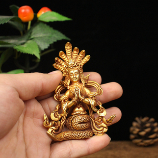 尼泊尔手工纯铜龙树菩萨佛像摆件密宗藏传龙女菩萨五蛇女供奉神像