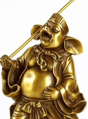 纯铜猪八戒摆件天蓬元帅铜像生肖猪铜猪工艺品家居装饰品中式